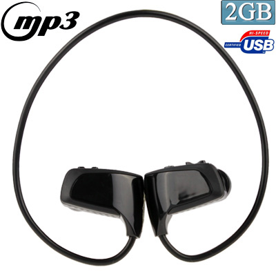 Sport MP3 Player Headset with 2GB Memory, Music Format: MP3 / WMA (Black) - Click Image to Close